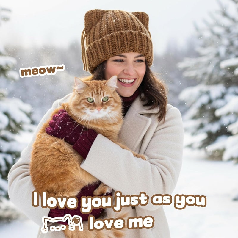 Babalet Store Cat Ear Beanie for Women Warm Winter Cap Chunky Knit Crochet Hat Slouchy Fox Hat Women Winter Trendy Headwear - Image 5